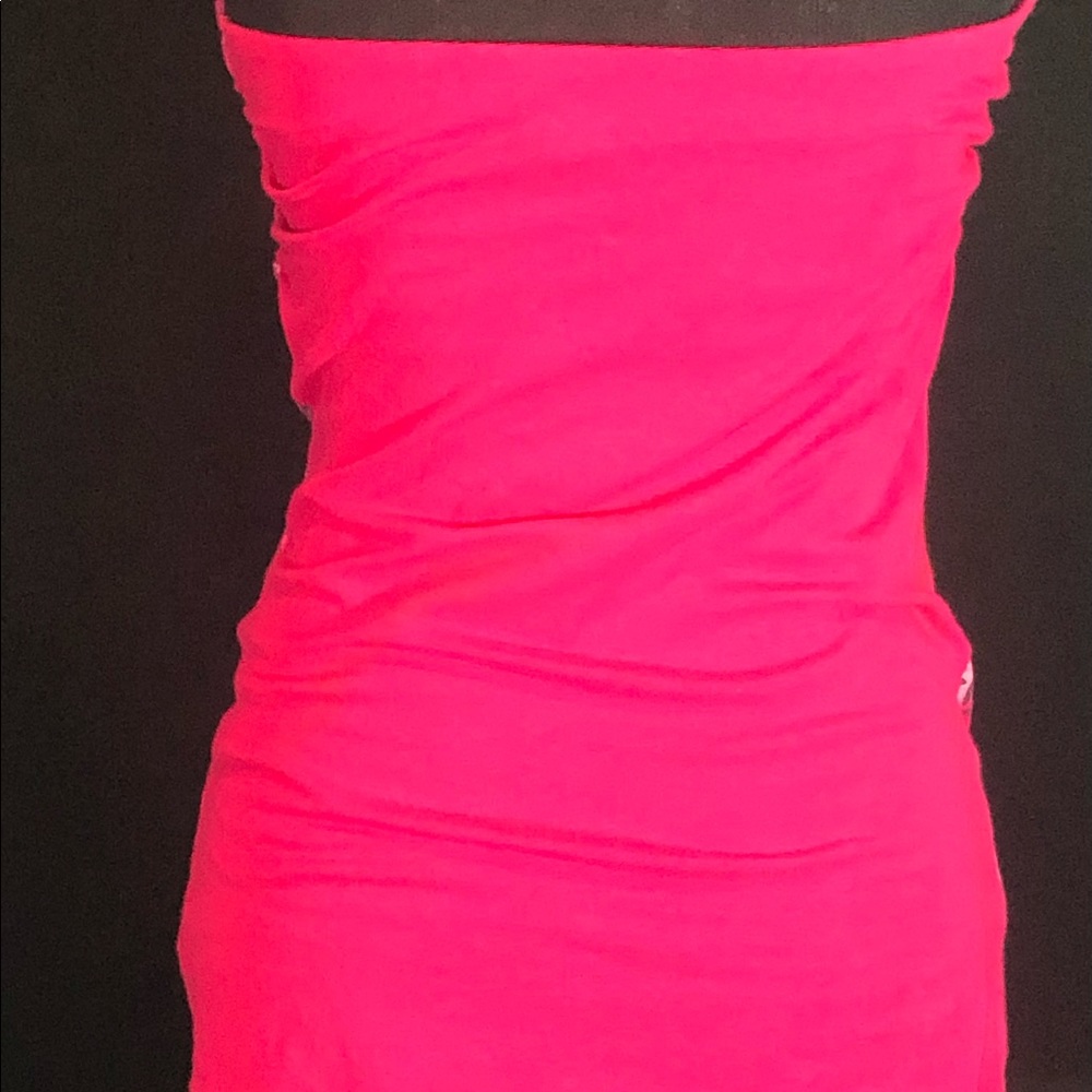 DOLLED UP Hot Pink Print Sequin Strapless Top SZ M - Picture 4 of 9